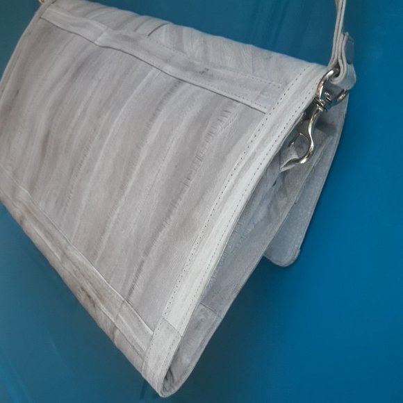 Softest Leather Vintage Handbag Purse Clutch with Strap Genuine Eelskin Bag - Picture 10 of 16